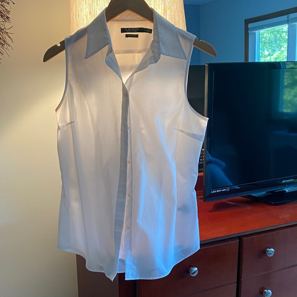 Lauren Ralph Lauren Sleeveless White Blouse